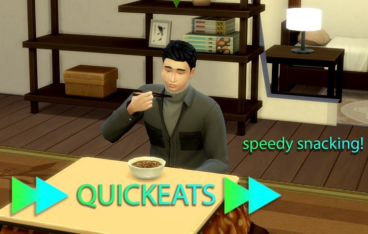 Sims 4 eat faster or QuickEats mod by Mikya