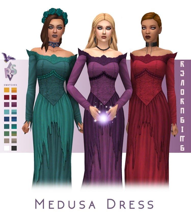 Sims 4 Evil Witch Dress by Renorasims