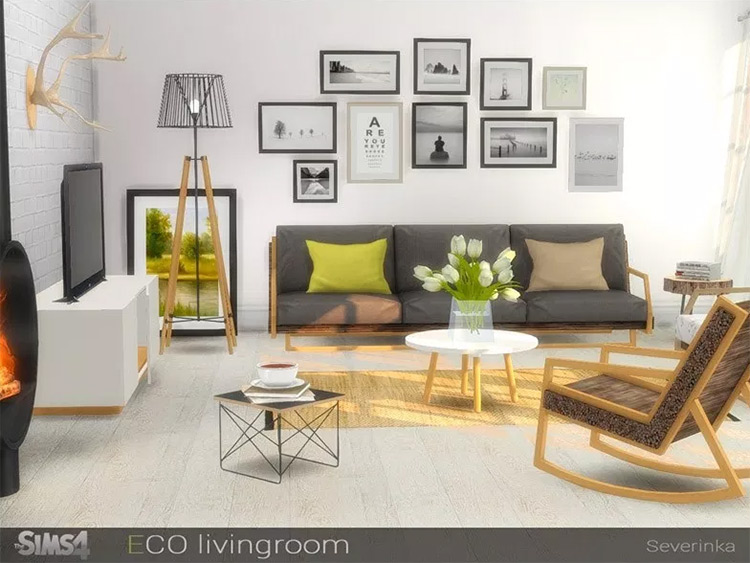 Eco-living room sims 4 cc