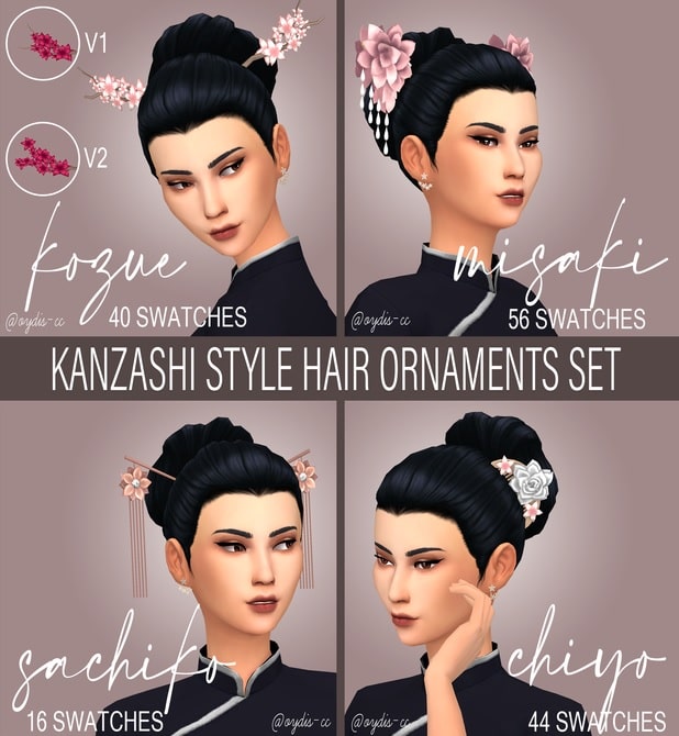 Kanzashi Hair Ornaments by oydis