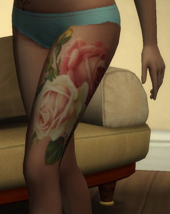 Thigh Rose Tattoo