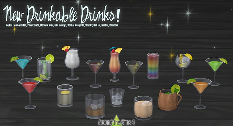 Drinkable Alcoholic Drinks by Around the Sims