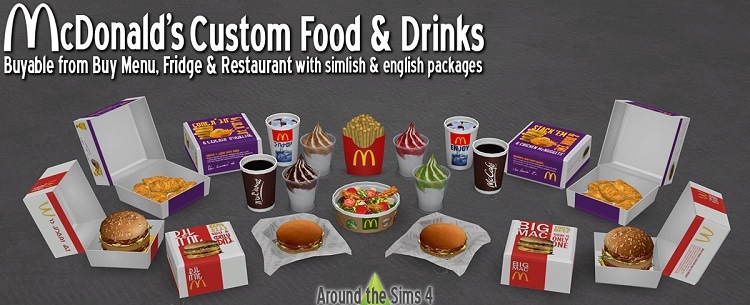 McDonald’s Custom Food and Drinks by Around the Sims