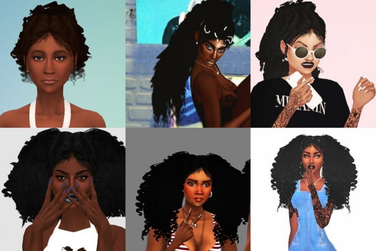 Ebony Curly Sims 4 Afro