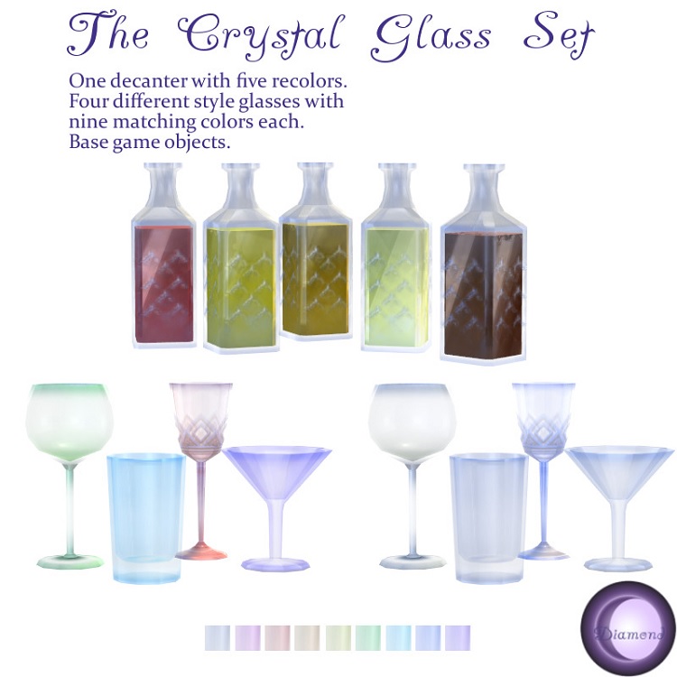 Crystal Glass Decor Set by Dark Diamond Sims